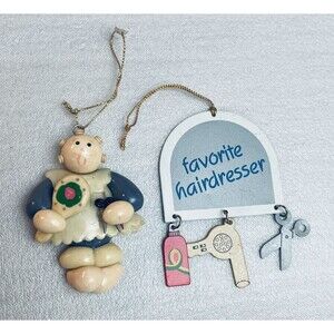 Christmas Ornaments My Favorite Hairdresser Funny Unique Lot of Two